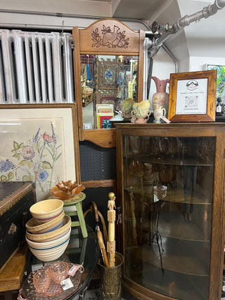 Corner Curio Cabinet with Curved Glass