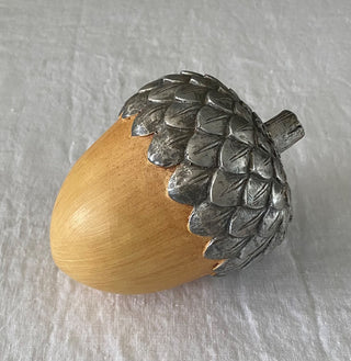Vintage wood & metal acorn 6x7”