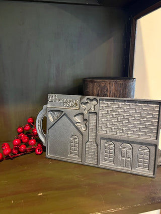 Vintage John Wright Heavy, Cast Iron Double Sided Gingerbread House Mold