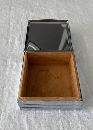Vintage metal and wooden trinket box