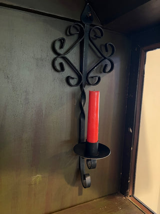 Scrolled Iron Candle Holder Wall Hanging