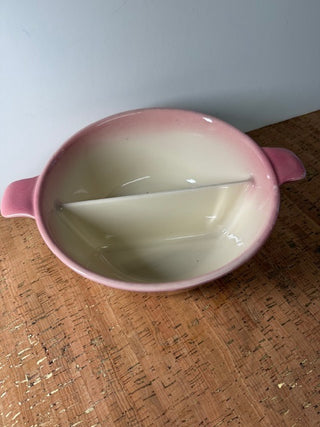 Vintage MCM Hull Pottery Divided Casserole