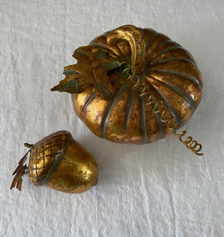 Vintage metal pumpkin & acorn (set of 2)