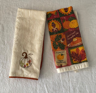 Vintage autumn tea towels (set of 2)