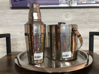 3 piece Godinger Bar Set, including Ice Bucket, Shaker and Tray (Set of 3)
