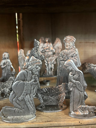 Vintage Pewter, Fourteen Piece Nativity Set