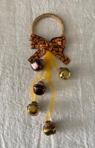 Vintage autumn witch bells door wreath 3x11”