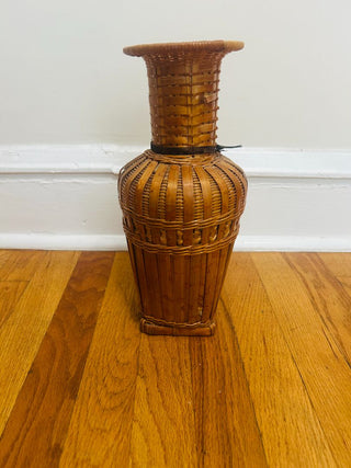 Wicker Rattan Vase 12"
