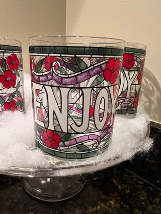 Set of Four (4) Enjoy Stained Glass Tumblers - Neiman Marcus
