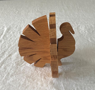 Vintage 1970s collapsible wooden turkey centerpiece 5x5”