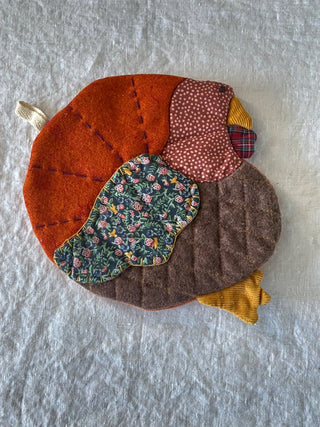 Vintage fabric turkey trivet 8x7.5”