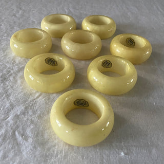 Vintage hand carved alabaster napkin rings (set of 8) Made in Italy