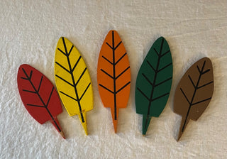 Vintage wooden turkey feather decor (set of 5)