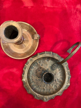 Copper Candlestick Holder with Finger Loop