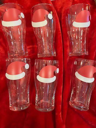 Set of Six (6) Santa Hat Glasses