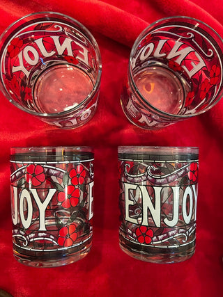 Set of Four (4) Enjoy Stained Glass Tumblers - Neiman Marcus
