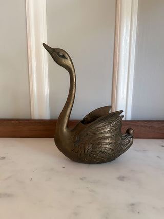 7 1/2" Brass Swan Planter
