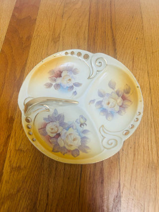 Vintage Porcelain Handled Divided Dish