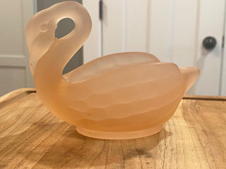 Viking Pink Frosted Glass Swan Candy Dish