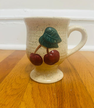 Vintage Glazed Ceramic Cherry Mug