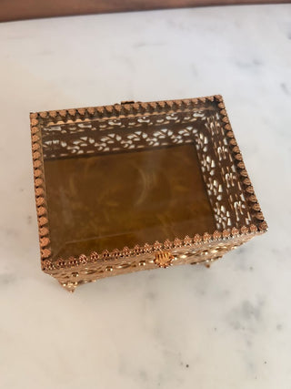 Ormolu Jewelry Box w/ Glass Lid