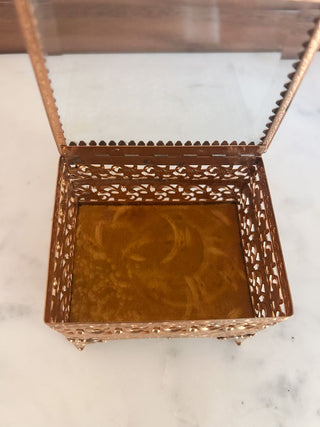 Ormolu Jewelry Box w/ Glass Lid