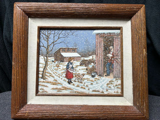 Winter Girl on Farm with Eggs in her Apron