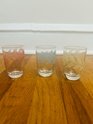 Multicolor Vintage Leaf Juice Glass (set of 3)