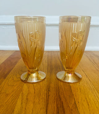 Iris Herringbone Carnival Glass Tumbler (set of 2)