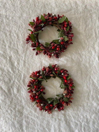 Vintage sugared fruit candle wreaths (set of 2) AS IS