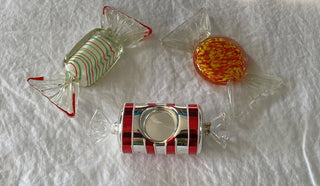 Vintage art glass candy & tea light holder (set of 3)