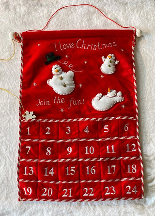 Vintage advent calendar wall hanging