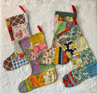 Vintage handmade patchwork Christmas stocking