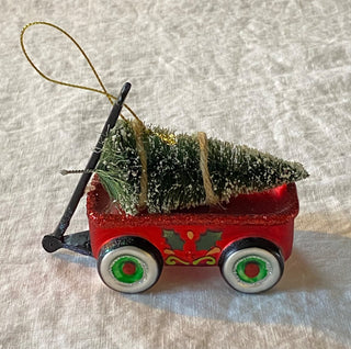 Vintage mercury glass wagon ornament