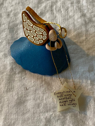 Angel gets it’s wings clay bell ornament