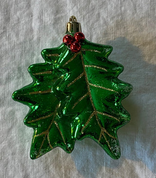 Vintage mercury glass holly ornament