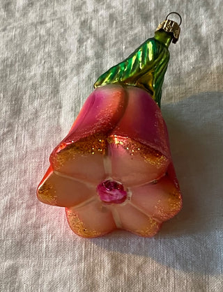 Vintage mercury glass pink flower ornament