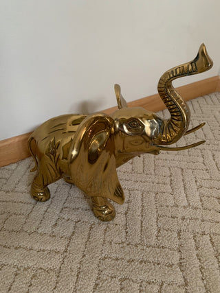 Large Vintage Tabletop Brass Trunk Up Good Luck Elephant Price is Firm