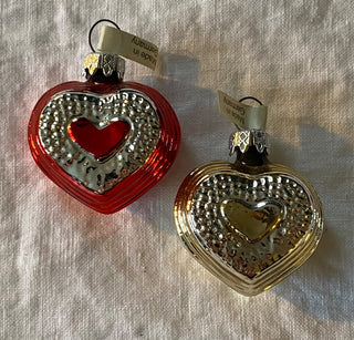 Vintage West German mercury glass heart ornament (set of 2)