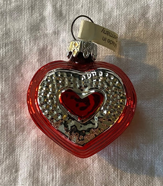 Vintage West German mercury glass heart ornament (set of 2)