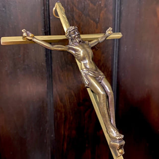 Vintage Brass Metal Wall Crucifix