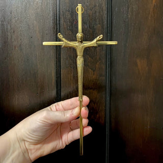 Vintage Brass Metal Wall Crucifix