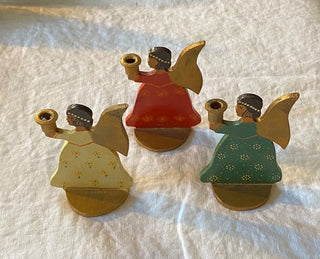 Vintage folk art candle holders (set of 3)