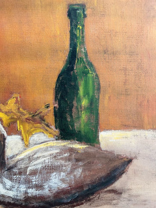 18"x24" Mid-Century Duck & Leaves Still Life Oil Painting