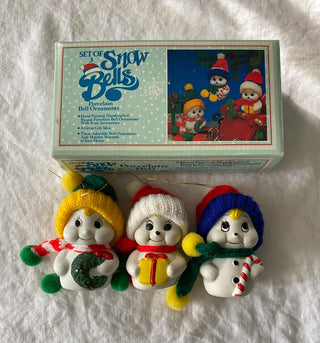 Snowbells porcelain ornaments (set of 3) original box