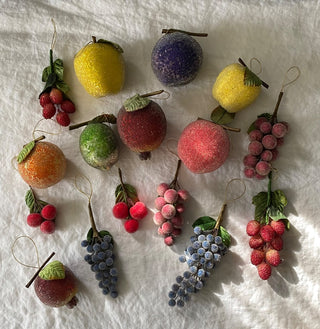 Vintage sugar beaded fruit ornaments (set of 16)