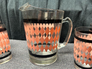 Harlequin Pitcher and 6 Glasses