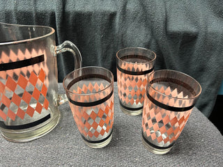 Harlequin Pitcher and 6 Glasses