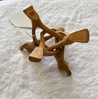 Vintage Indian wooden tripod display stand 6”