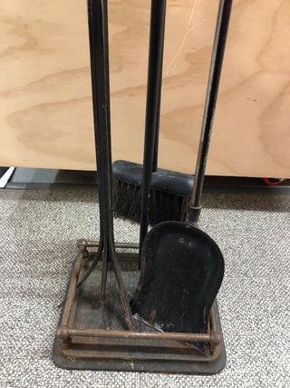 Vintage 4 Piece Fireplace Set Brass/Cast Iron (Price is Firm)